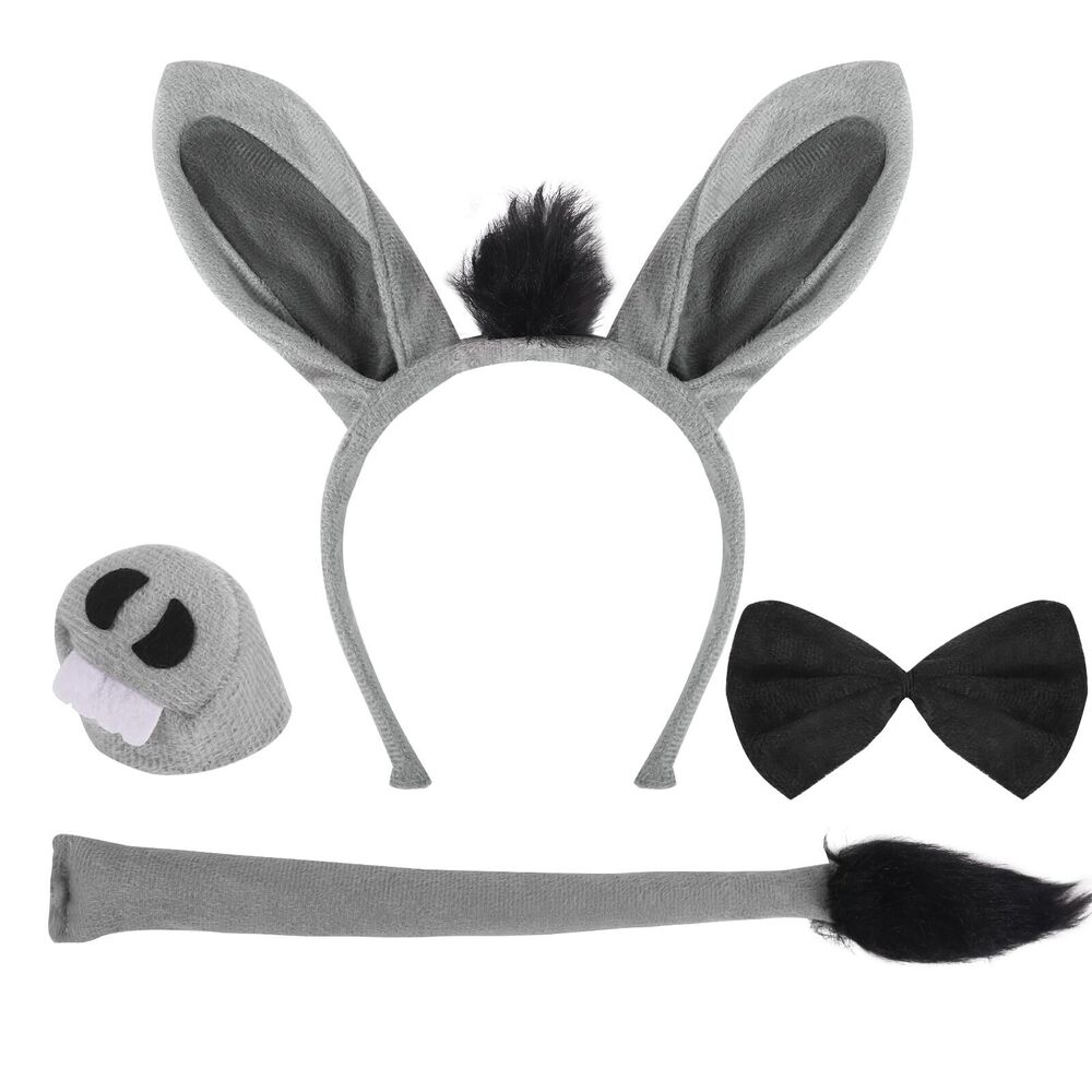 3217 4 Pieces Donkey Costume Set, Gray Donkey Costume Accessory